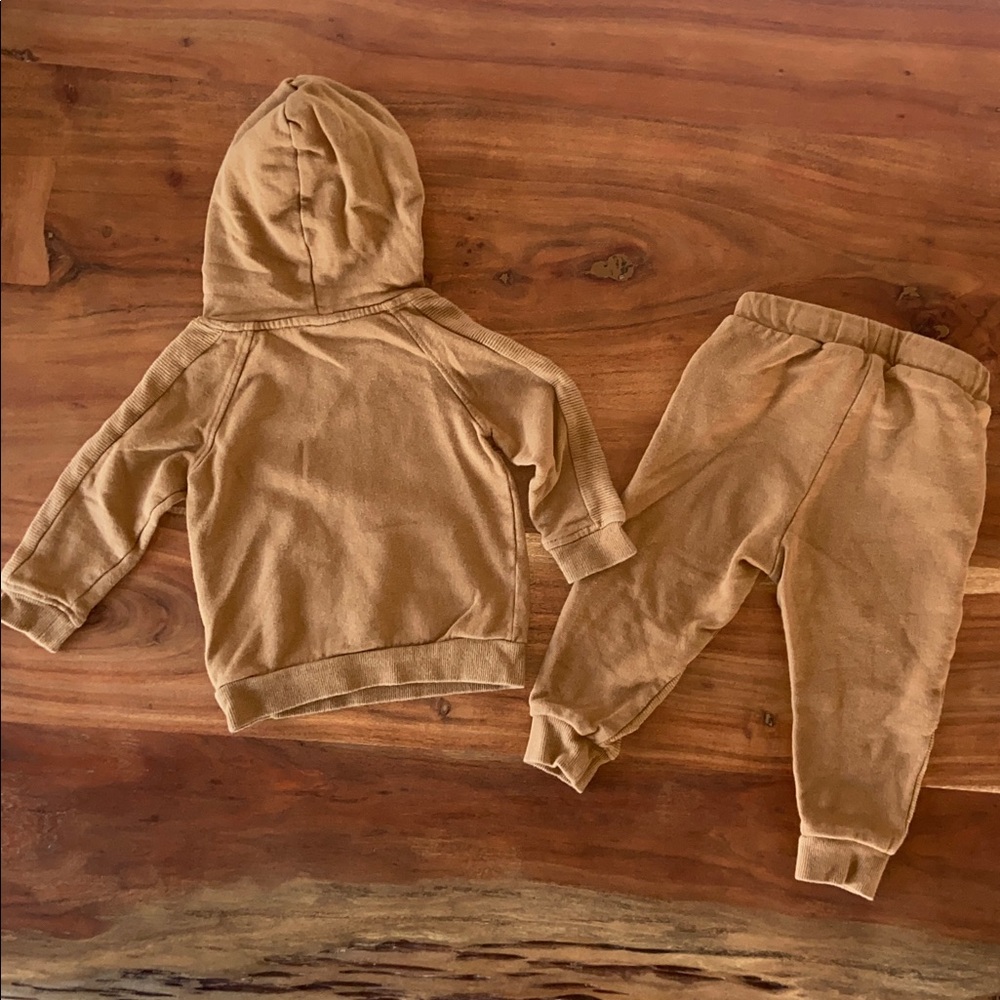 H&M baby boy khaki sweat suit pants and hoodie sweatshirt set 18 months - Picture 6 of 15